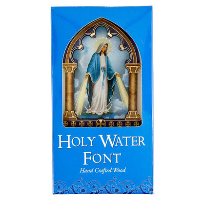 Lasered Wood Holy Water Font - Lady Of Grace