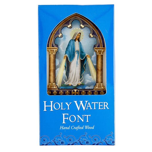 Lasered Wood Holy Water Font - Lady Of Grace