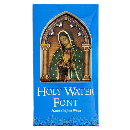 Lasered Wood Holy Water Font - Our Lady Of Guadalupe