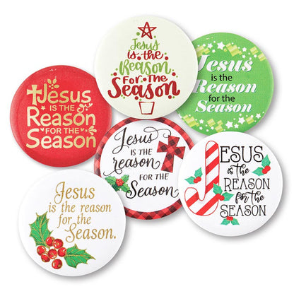 Jesus Is The Reason For The Season Christmas Buttons - 6 Assorted