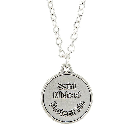 Saint Michael Necklace - Blue Enamel
