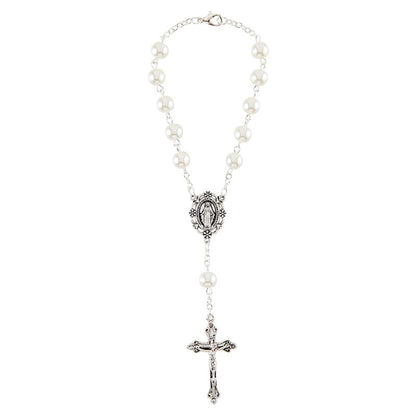 Cream Glass Pearl Auto Rosary