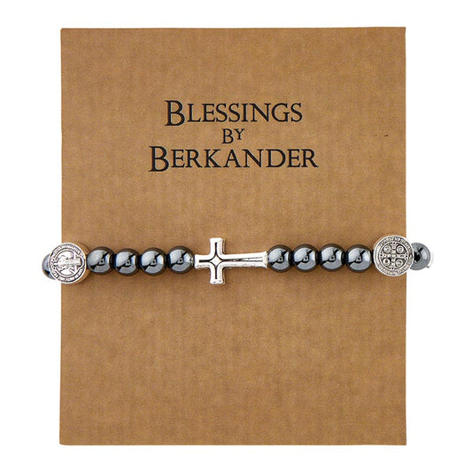 Saint Benedict Beaded Bracelet - Hematite