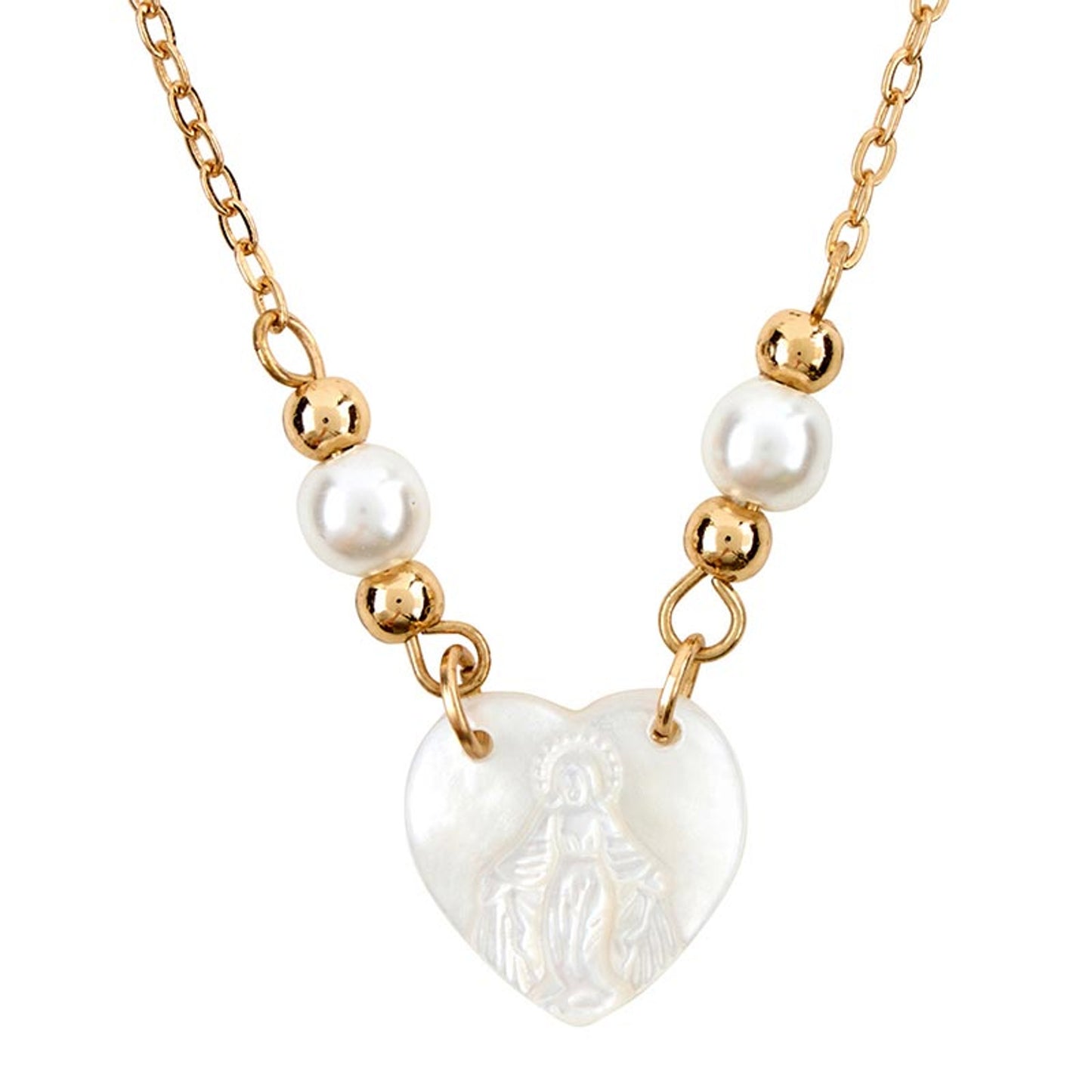 Heart Shaped Our Lady of Grace Pendant Necklace