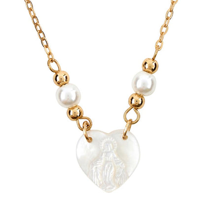 Heart Shaped Our Lady of Grace Pendant Necklace