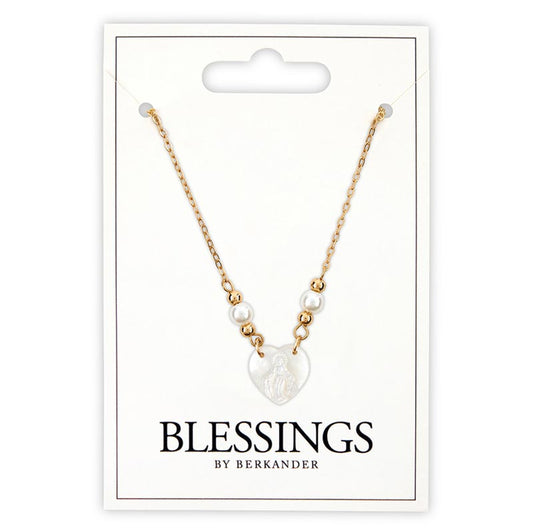 Heart Shaped Our Lady of Grace Pendant Necklace