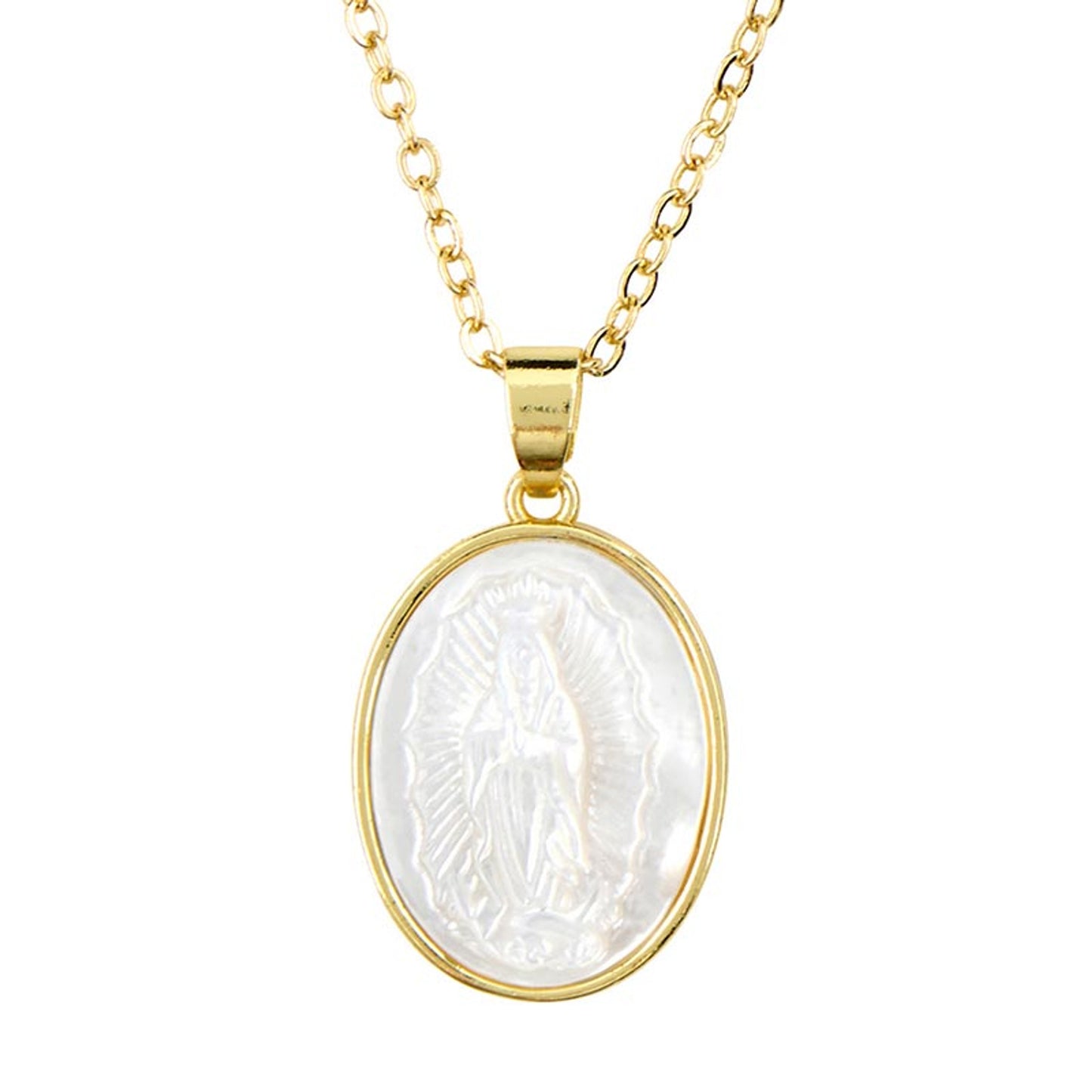 Oval Shaped Our Lady of Guadalupe Pendant Necklace