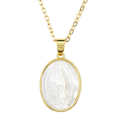 Oval Shaped Our Lady of Guadalupe Pendant Necklace