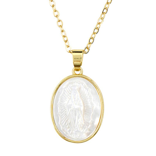 Oval Shaped Our Lady of Guadalupe Pendant Necklace