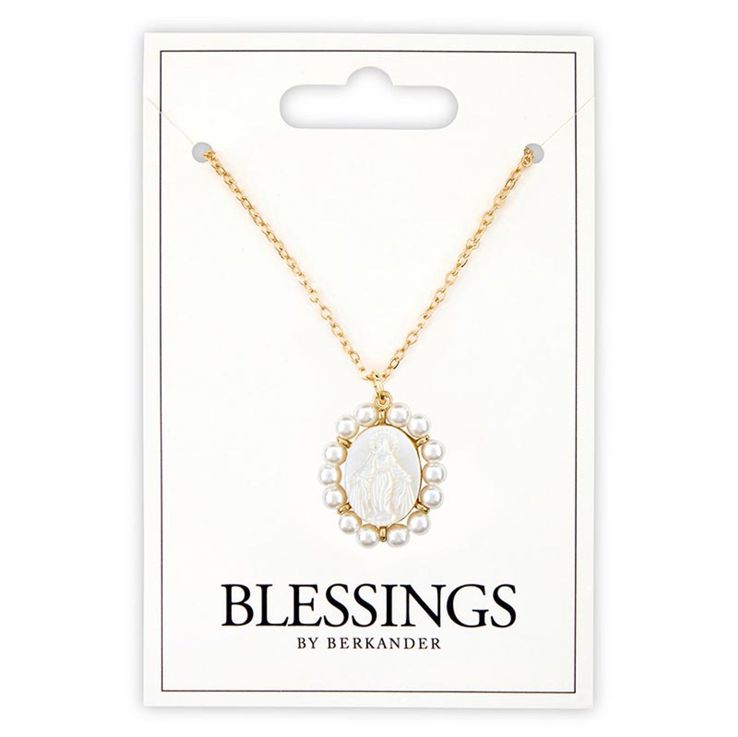 Oval Shaped Our Lady of Grace Pendant Necklace