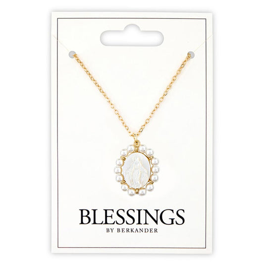 Oval Shaped Our Lady of Grace Pendant Necklace