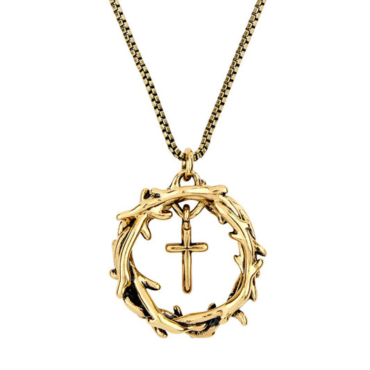 Crown of Thorns Pendant Necklace with Tiny Cross