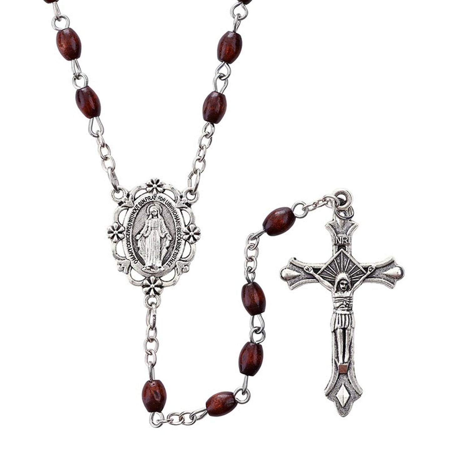 Brown Oval Bead Rosary