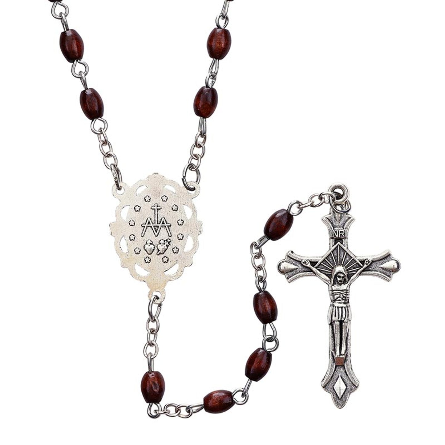 Brown Oval Bead Rosary