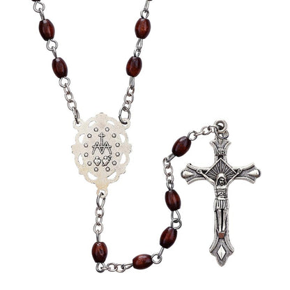 Brown Oval Bead Rosary