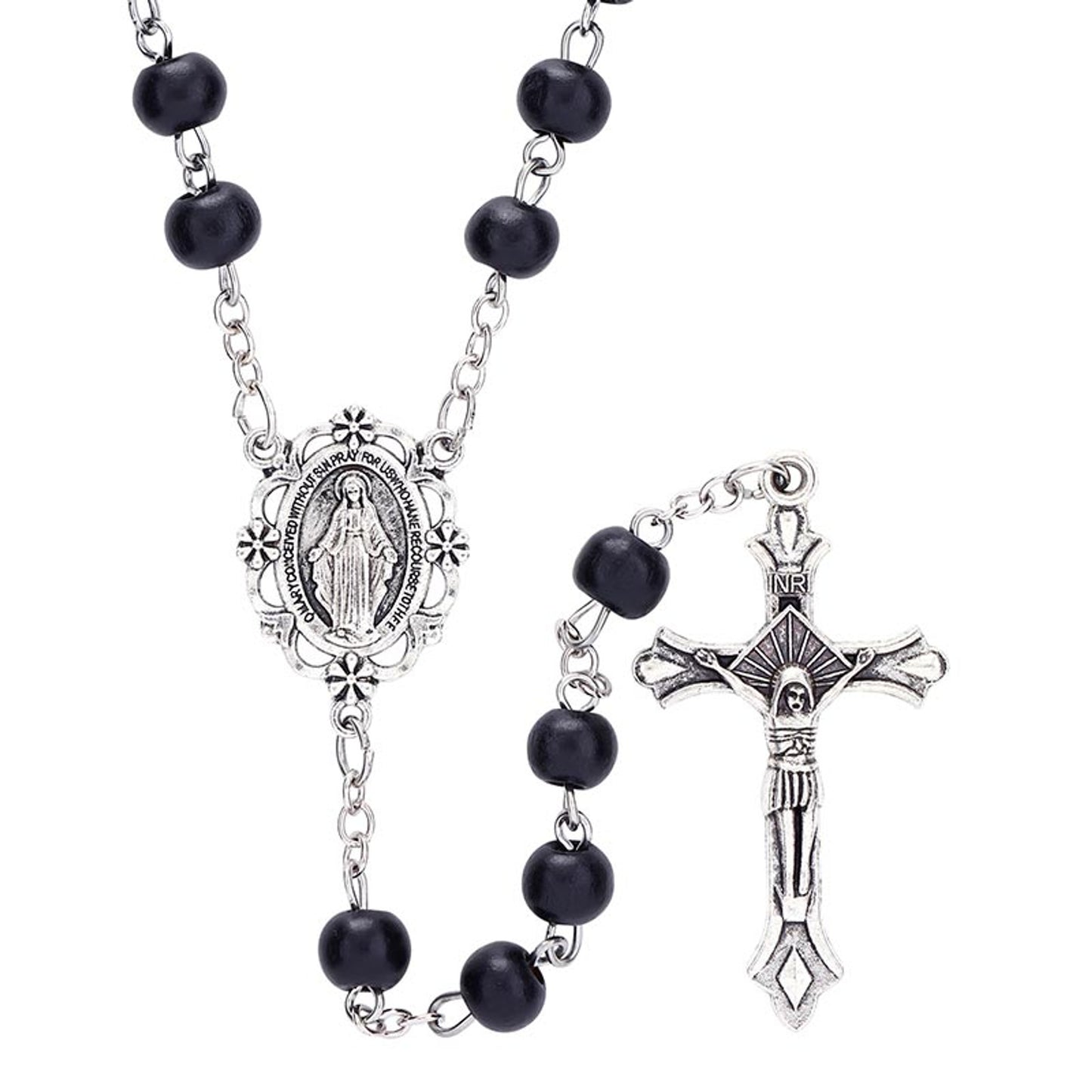 Black Round Bead Rosary
