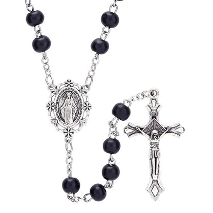 Black Round Bead Rosary