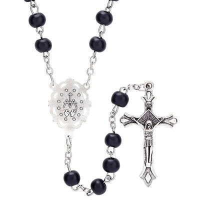 Black Round Bead Rosary