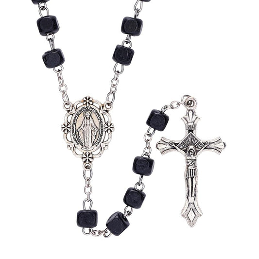 Square Black Bead Rosary