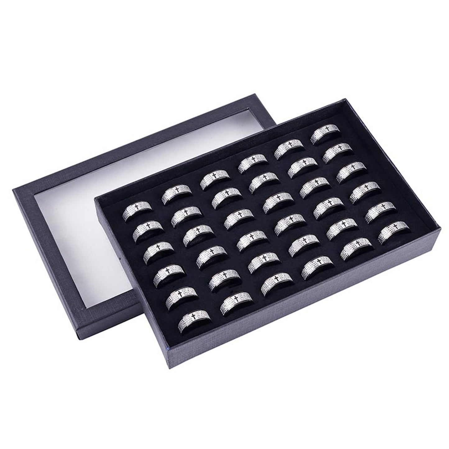 Our Father Prayer Stainless Steel Lasered Ring- Black