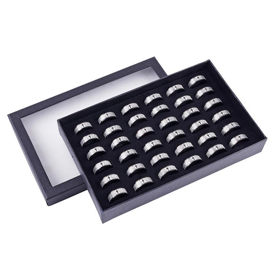 Our Father Prayer Stainless Steel Lasered Ring- Black