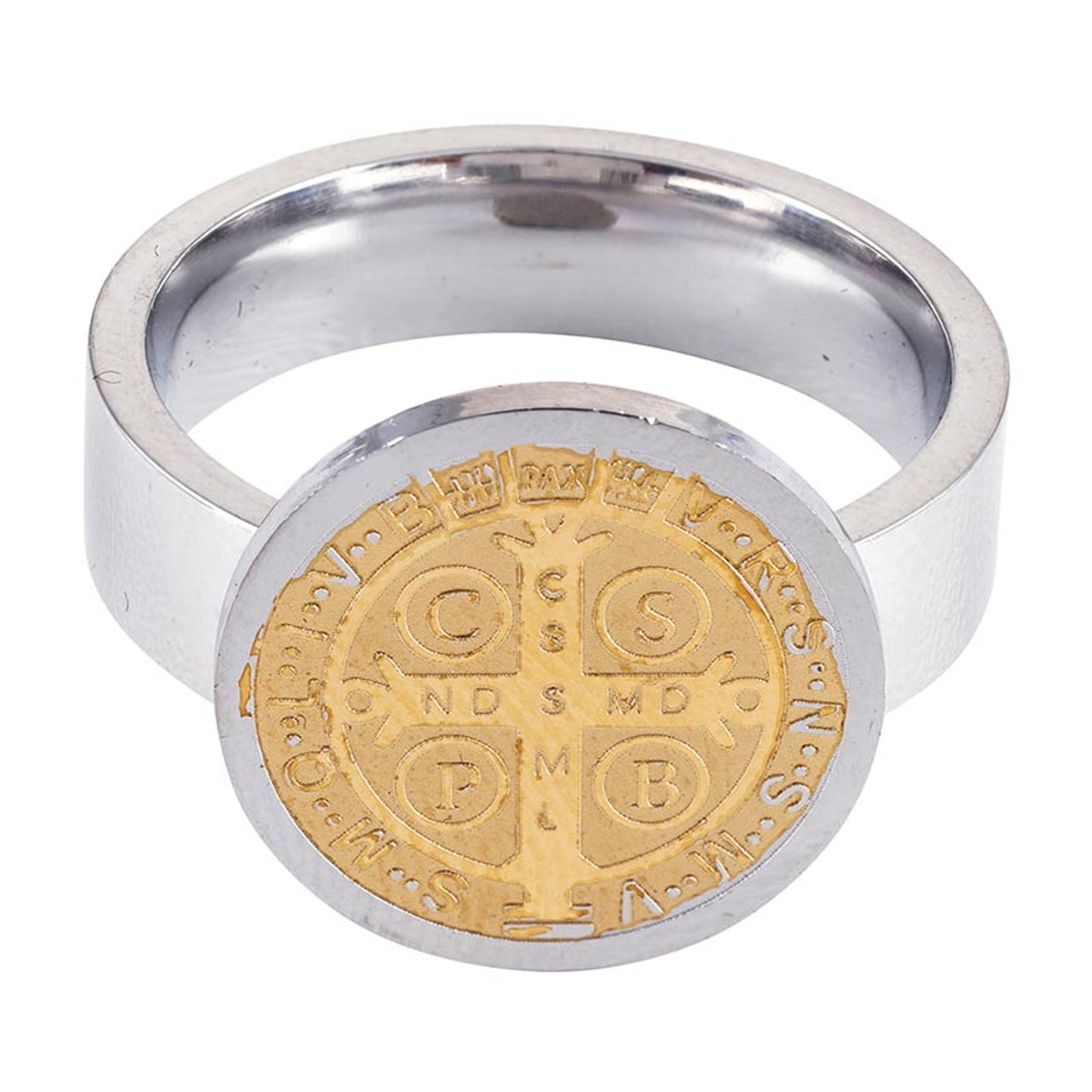 Saint Benedict Stainless Steel Lasered Ring
