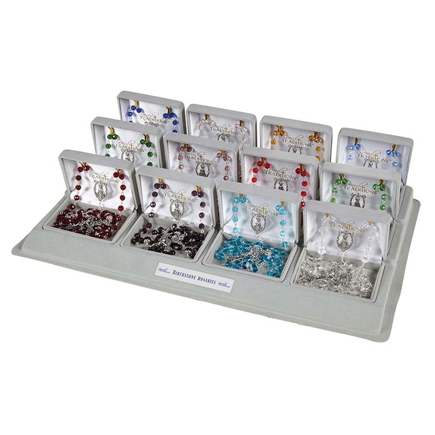 Birthstone Rosary with Display - 12/PK