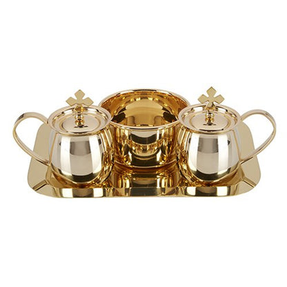 Cruet Set with Tray & Bowl - Brass