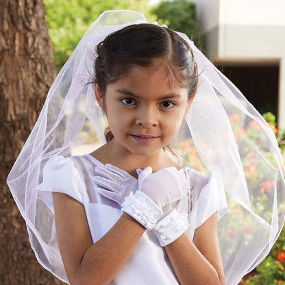 Rose Head Band w/ Pearl Cross First Communion Veil