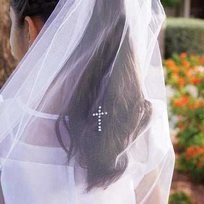 Rose Head Band w/ Pearl Cross First Communion Veil
