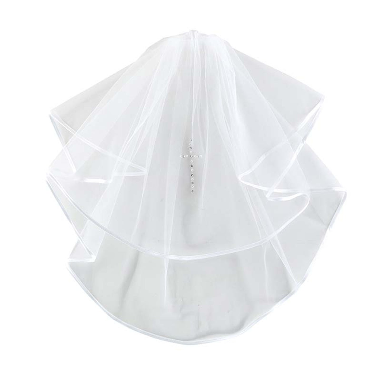 Rose Head Band w/ Pearl Cross First Communion Veil