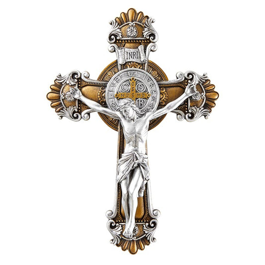 Two-Tone Saint Benedict Ornate Crucifix