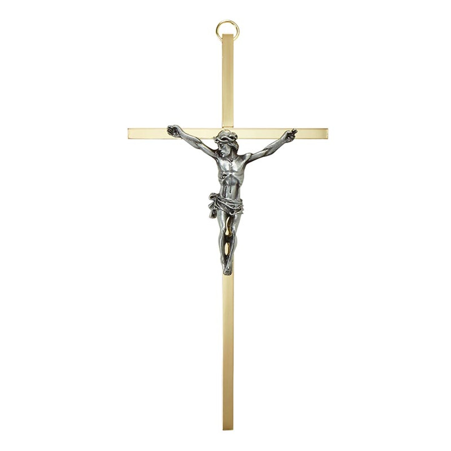 7" H Brass Crucifix