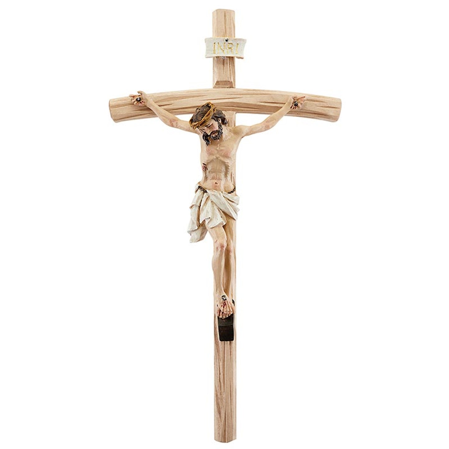 Val Gardena Wood Crucifix with Hand Painted Corpus (JC