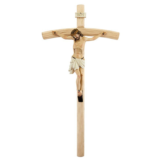 Val Gardena Wood Crucifix with Hand Painted Corpus (JC