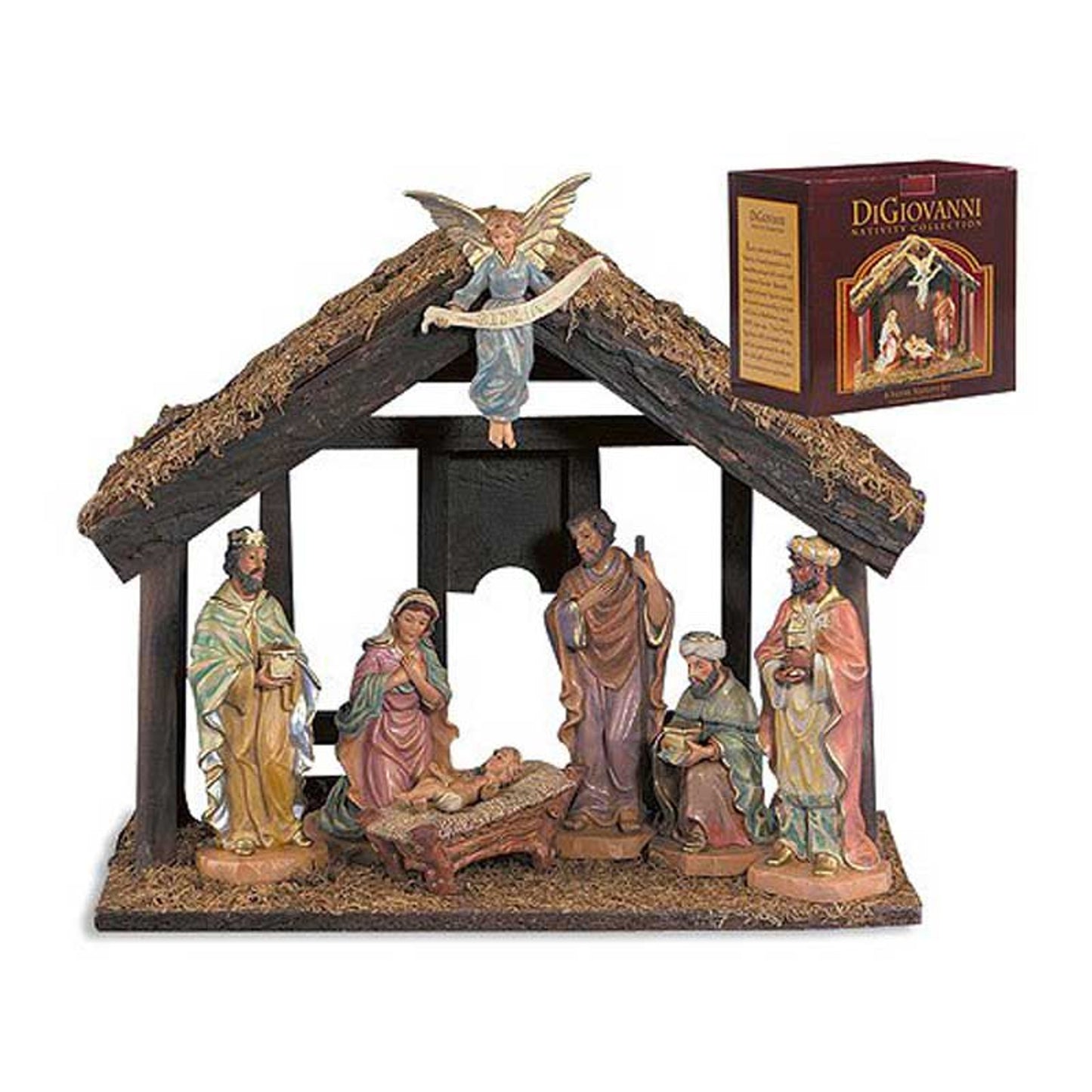 Nativity Set with Wood Stable