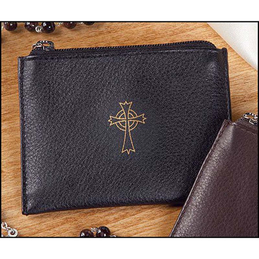 Black Leather Rosary Case