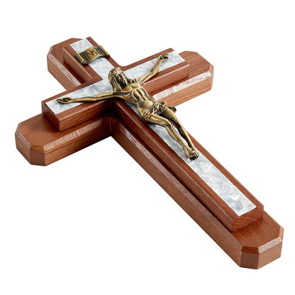 13" H Walnut Sick Call Crucifix Set (L1357)