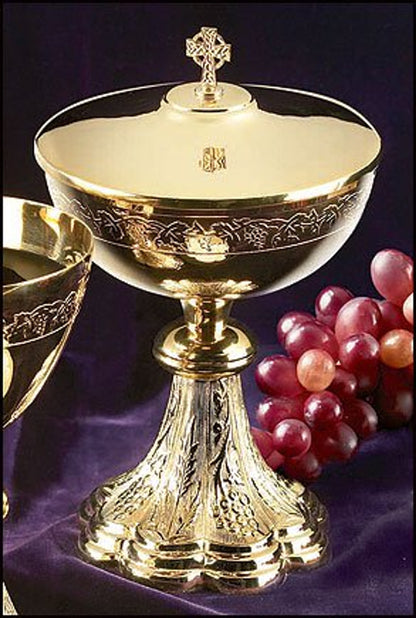 Grapes & Wheat Engraved Chalice with Paten