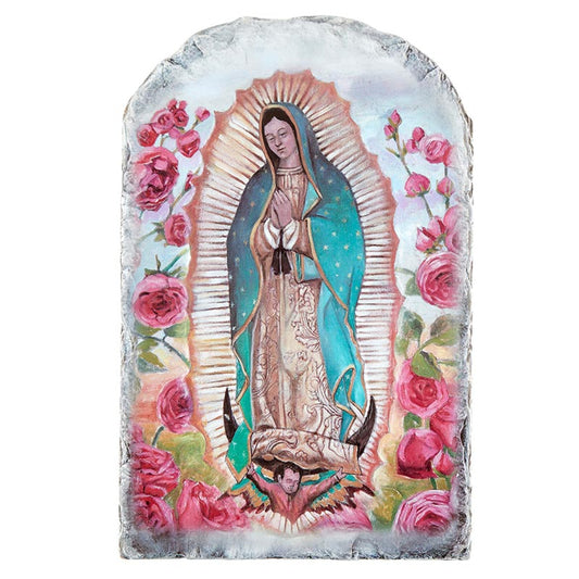 Arched Tile Plaque with Stand - Our Lady of Guadalupe (N0022)