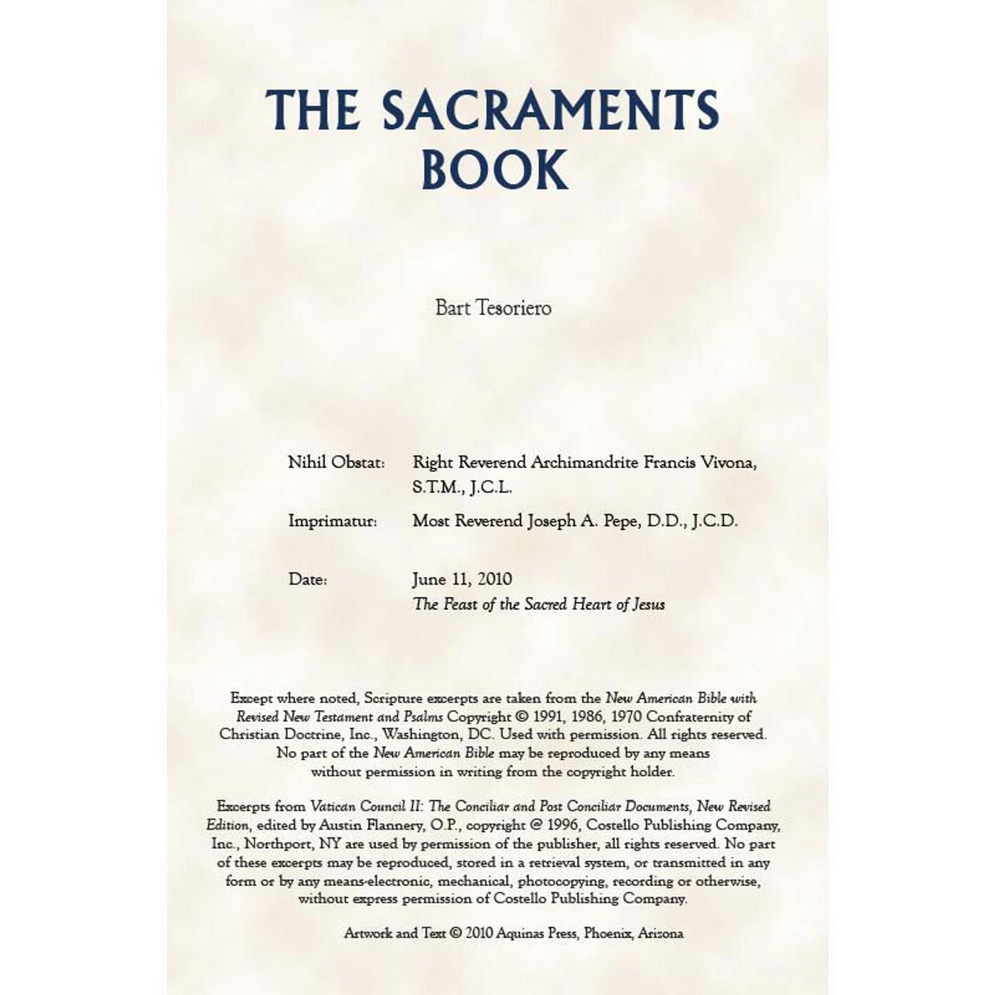 Aquinas Press Prayer Book - Sacraments of the Church