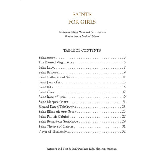 Aquinas Press Saints For Girls