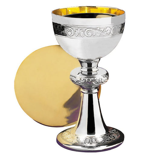 Vine Embossed Chalice and Paten Set