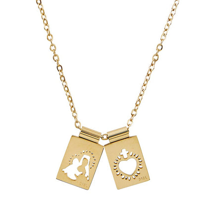 Mother and Sacred Heart Mini Scapular Necklace