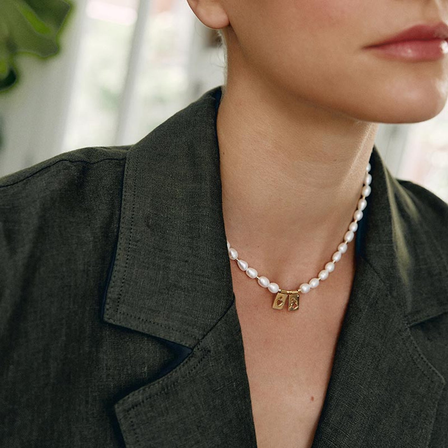 Pearly Mother and Sacred Scapular Necklace