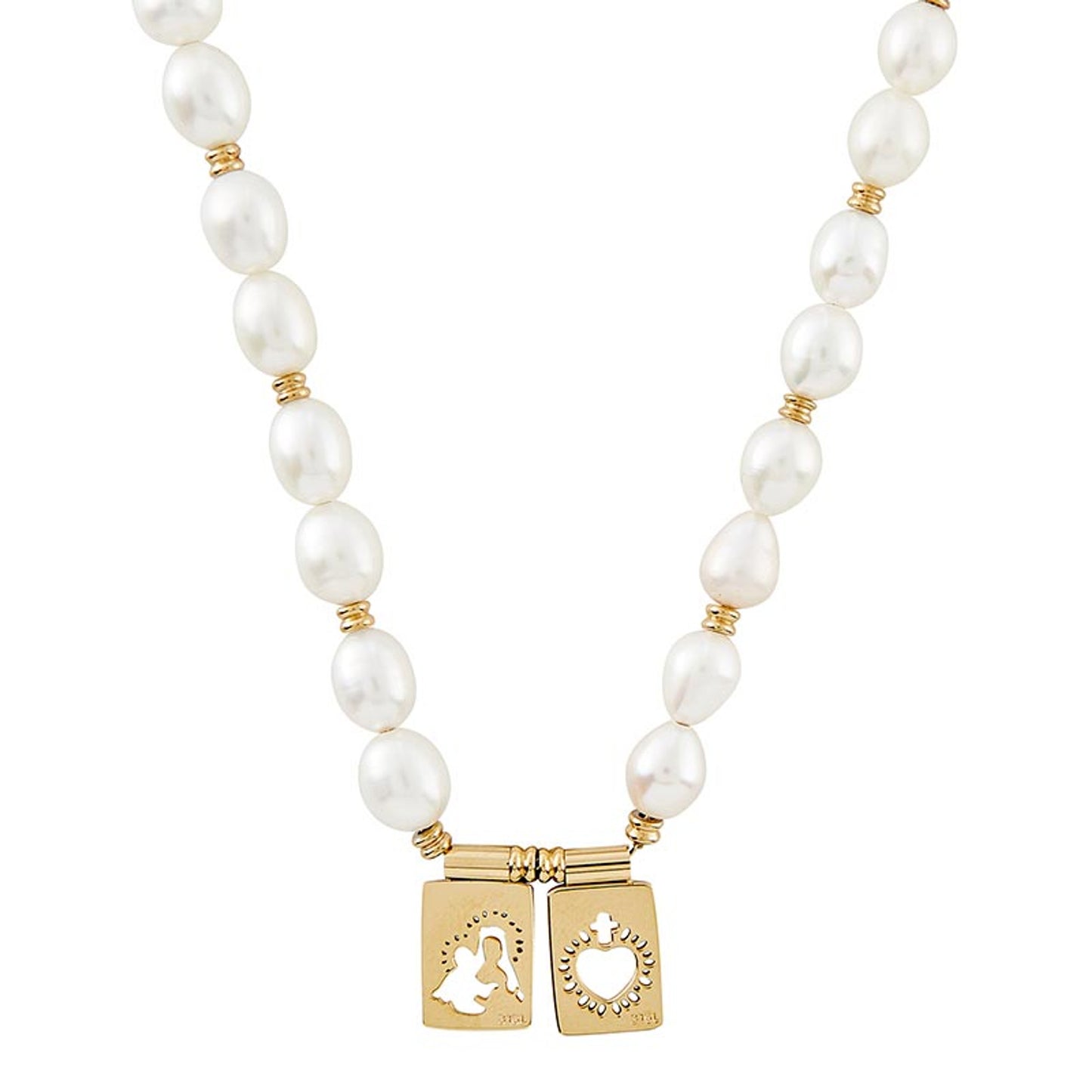 Pearly Mother and Sacred Scapular Necklace