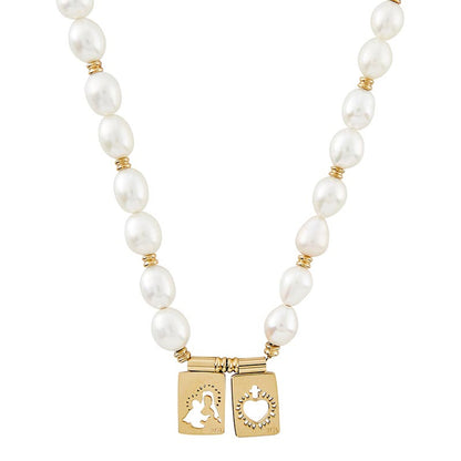 Pearly Mother and Sacred Scapular Necklace