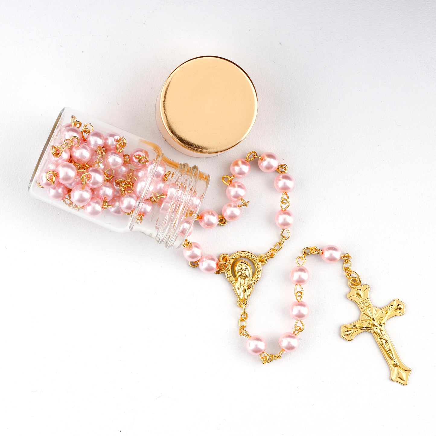 Pearls of Faith Mini Rosaries in a Bottle Display - 12/PK