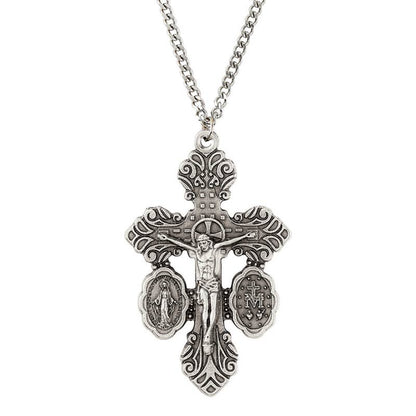 Blessed Mother and Miraculous Dual Medal Crucifix Pendant