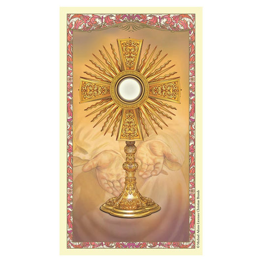 Spanish Holy Card - Eucharistic Adoration